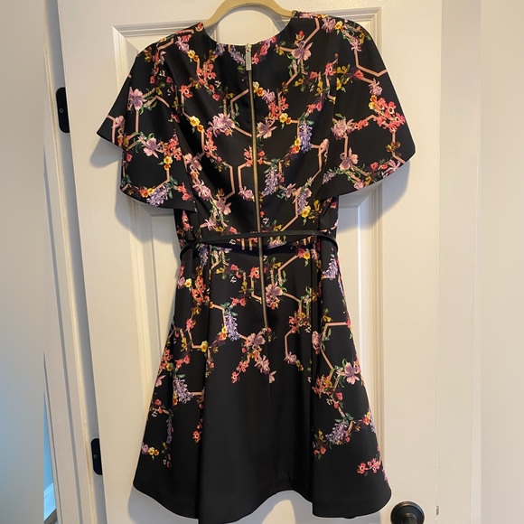 Ted baker black floral dress with belt . Size 2. Worn once - Picture 1 of 3
